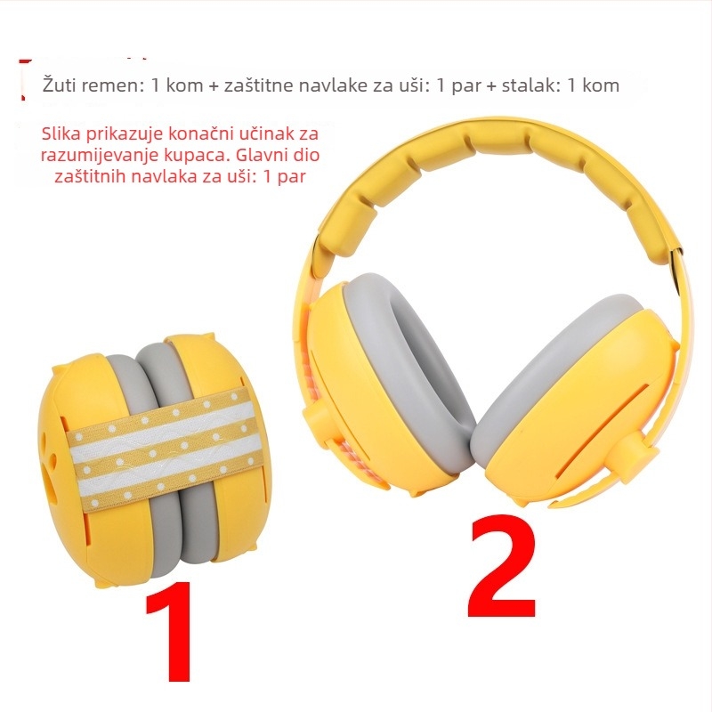 Dječje ušne zaštitne slušalice za smanjenje buke, slušalice s glavom preko glave, 2-u-1 za san i zaštitu od buke, ABS materijal, NRR 24, gumena podstava, traka za glavu + elastični pojas