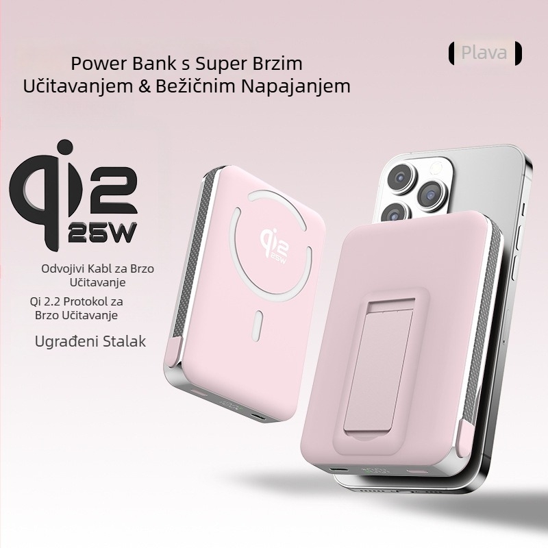 Power Bank sa solid-state baterijom, ugrađenim stalkom i magnetskim bežičnim punjenjem 25W, Qi2.2 protokol, maksimalni izlaz 35W