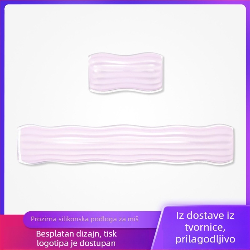 Set podložnih podloga za stol s podrškom za zglob i podlogom za tipkovnicu, prozirni silikon + PP ploča, jednostrana, injekcijsko lijevanje, moguć tisak logotipa