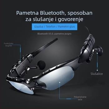 Bluetooth naočale slušalice, polarizirane sunčane naočale, na glavi (domet 10 m, Bluetooth 5.0, trajanje baterije 4-8 h)