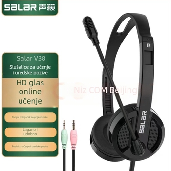 V38 kabelske slušalice za PC s mikrofonom, 30 mm zvučnici, 20–20000 Hz, kabel dugacka 2 m