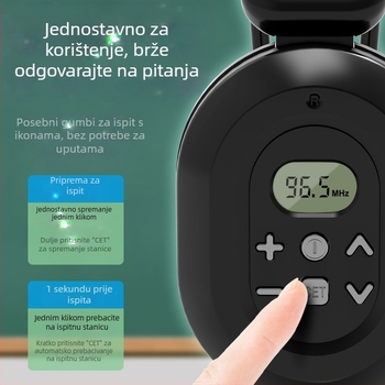 C-200A Bežične FM slušalice za sveučilišni engleski CET-4/6 ispit, raspon frekvencija 50–108 Hz, impedance 32 Ω, osjetljivost 108 dB/mW, 3,5 mm priključak
