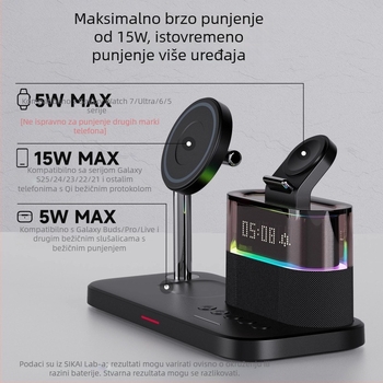 SIKAI 3-u-1 Bežični Punjač za Samsung Galaxy Watch8/7/5/4 — 18W MAX, QC4.0, Stolni Držač
