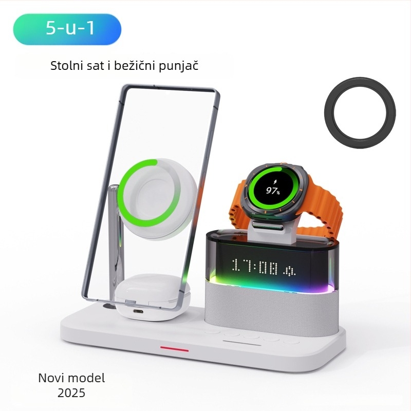 SIKAI 3-u-1 Bežični Punjač za Samsung Galaxy Watch8/7/5/4 — 18W MAX, QC4.0, Stolni Držač