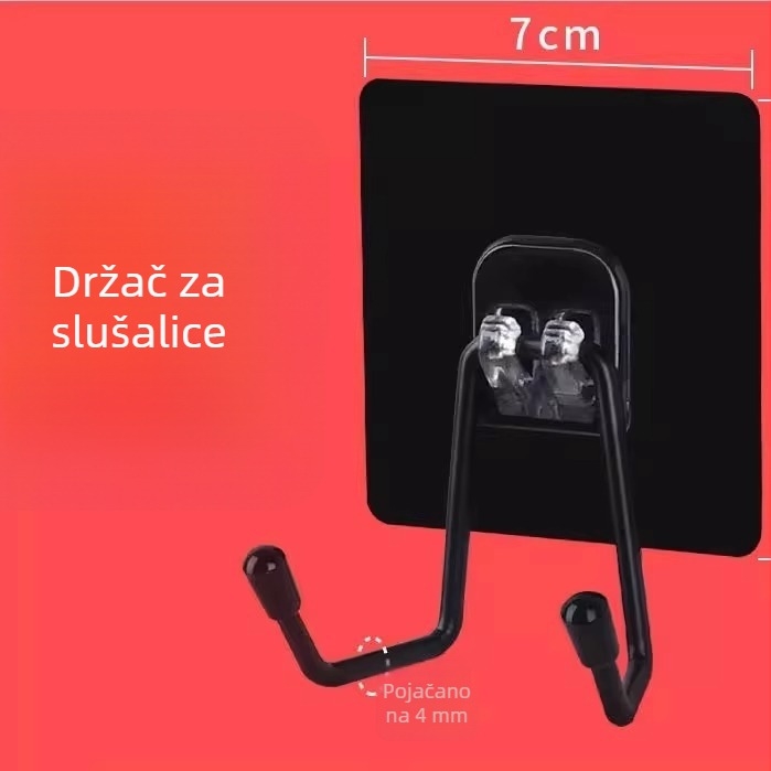 Držač za slušalice na zidu, bez bušenja, dvostruki kuk, moderan minimalistički dizajn, standardni materijal – The First Force