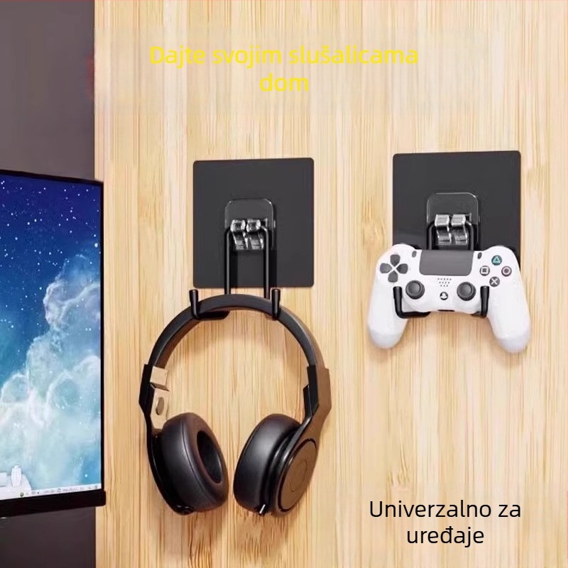 Držač za slušalice na zidu, bez bušenja, dvostruki kuk, moderan minimalistički dizajn, standardni materijal – The First Force