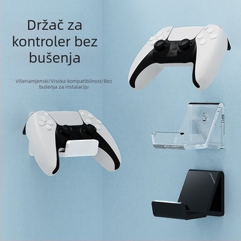 Akril zidni držač za kontrolere i slušalice, bez bušenja, 1 razina, pogodan za PS5, Switch i druge gaming konzole