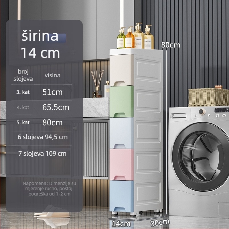 Uski prostor skladišni ormar s ladicama – plastični, samostojeći, jednostavan i modern stil, 5 kg, Na likes