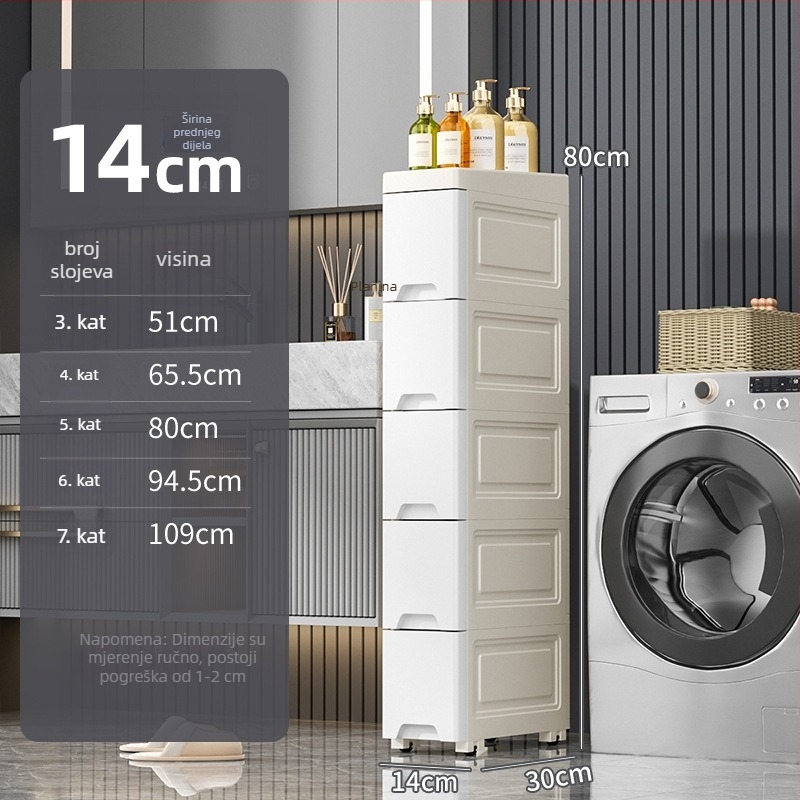 Uski prostor skladišni ormar s ladicama – plastični, samostojeći, jednostavan i modern stil, 5 kg, Na likes