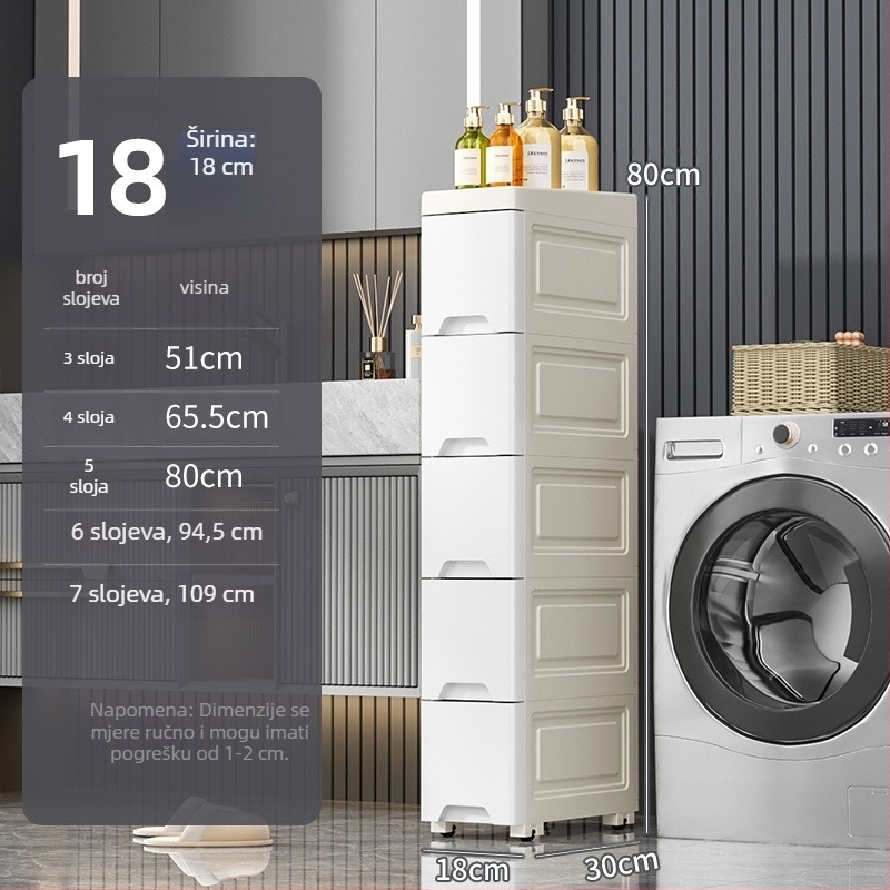 Uski prostor skladišni ormar s ladicama – plastični, samostojeći, jednostavan i modern stil, 5 kg, Na likes