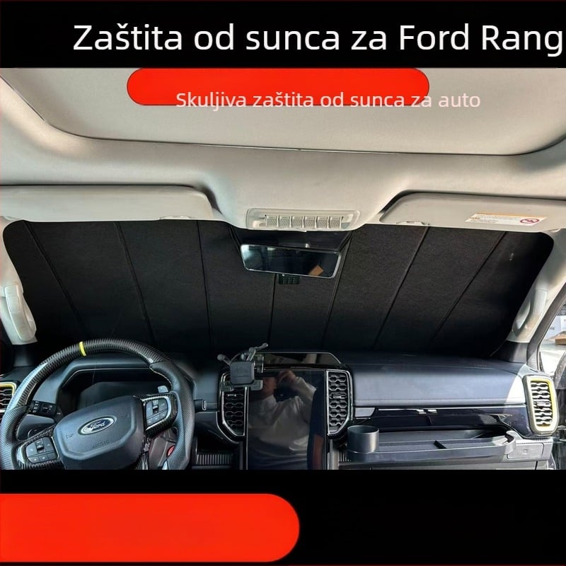 Sklopivi zaštitnik sunca za Ford Ranger - aluminijska folija, ugrađena instalacija, prilagodba dostupna, ispis logotipa moguć
