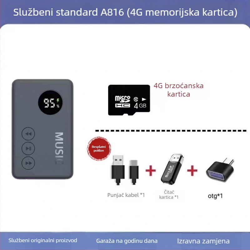 Prijenosni Bluetooth MP3 player s utorom za karticu, Model 816, Broj proizvoda GC2ddeJk, 1-godišnja garancija