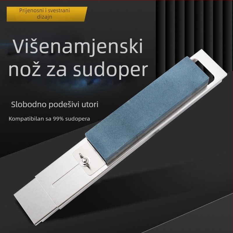 Nerđajući čelik kuhinjski dvostruki oštrač kamen za ostrenje noževa s teleskopskim protukliznim držačem