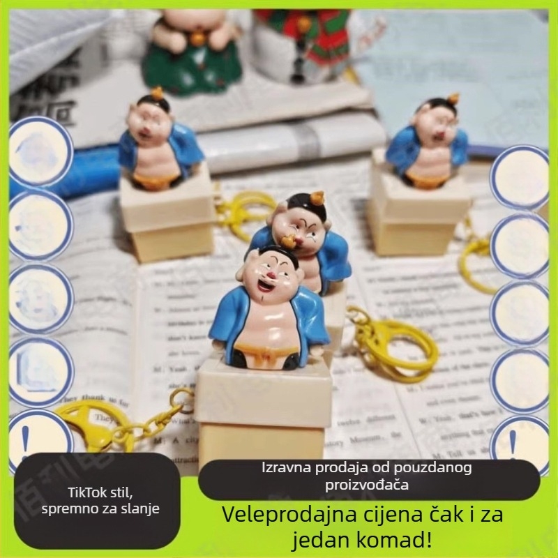 Ključevnica s gumbićem za glas, elektronički svjetleći zvuk, plastična karikatura stil, igračka za opuštanje