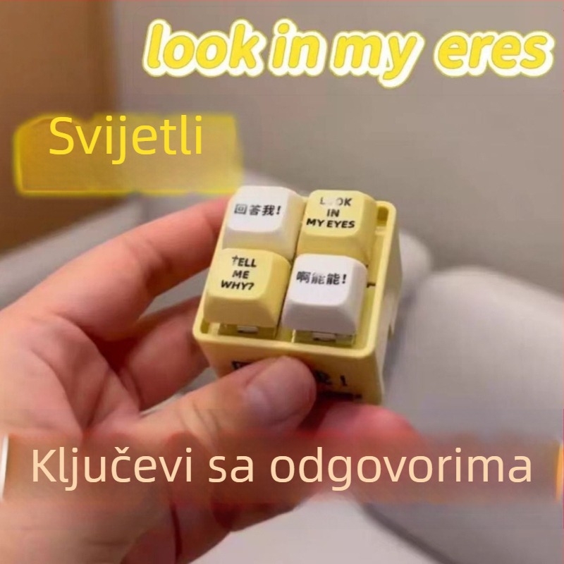 Ključevnica s gumbićem za glas, elektronički svjetleći zvuk, plastična karikatura stil, igračka za opuštanje