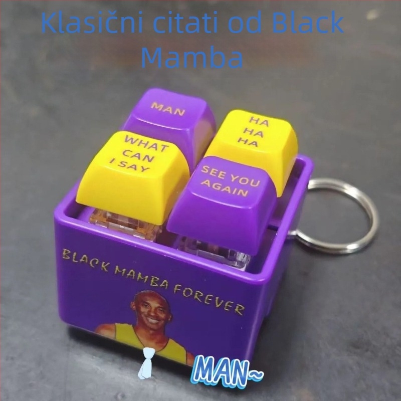 Ključevnica s gumbićem za glas, elektronički svjetleći zvuk, plastična karikatura stil, igračka za opuštanje
