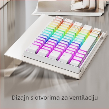 Rama za podizanje ladice tipkovnice za uredski stol — Nagnuta osnova, Prozračna ploča za hlađenje, Čelična konstrukcija (Desktop instalacija, 1 sloj, Jednostavan i moderan stil)