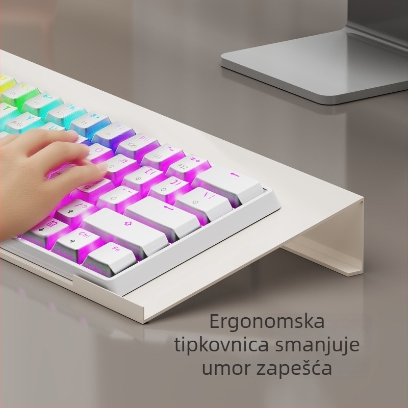 Rama za podizanje ladice tipkovnice za uredski stol — Nagnuta osnova, Prozračna ploča za hlađenje, Čelična konstrukcija (Desktop instalacija, 1 sloj, Jednostavan i moderan stil)