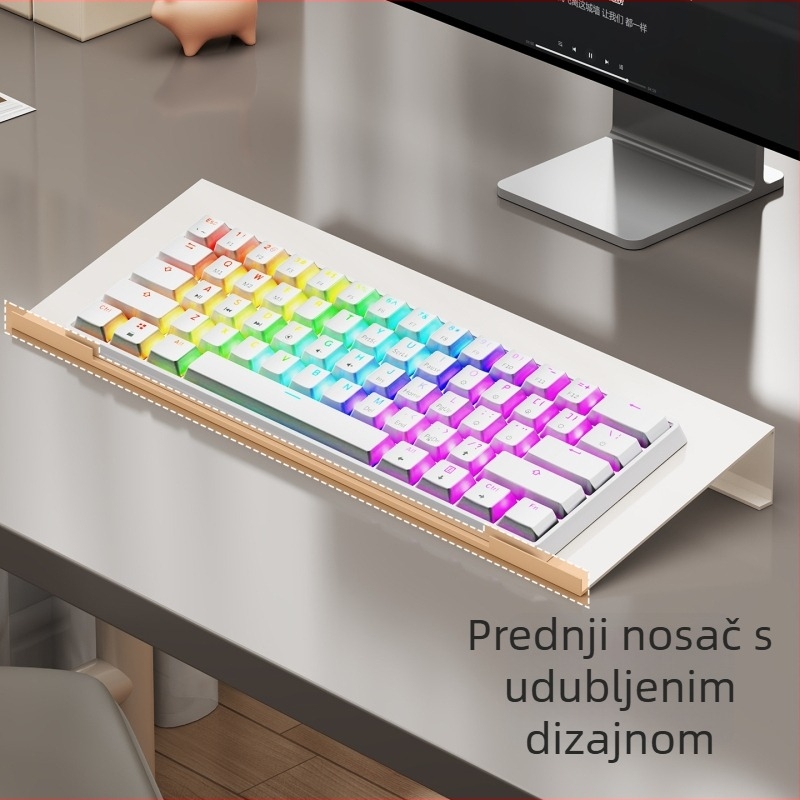 Rama za podizanje ladice tipkovnice za uredski stol — Nagnuta osnova, Prozračna ploča za hlađenje, Čelična konstrukcija (Desktop instalacija, 1 sloj, Jednostavan i moderan stil)