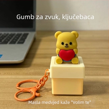 Elektronički privjesak za ključe s motivom drvene ribe Budhe i svjetlećim gumbom