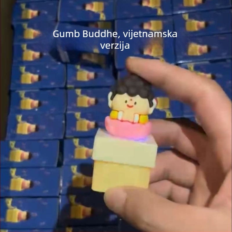 Elektronički privjesak za ključe s motivom drvene ribe Budhe i svjetlećim gumbom