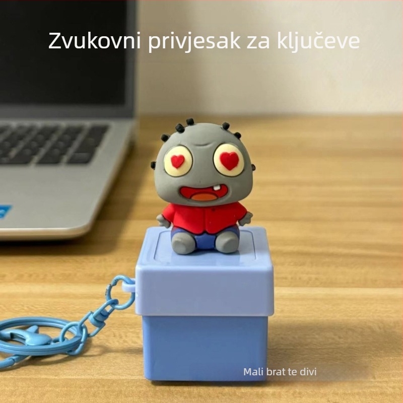 Elektronički privjesak za ključe s motivom drvene ribe Budhe i svjetlećim gumbom