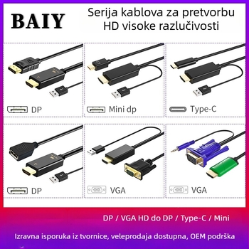 HDMI do DP i Type-C kabel, patch kabel, bakreno jezgro, model H147, jednoglava konektor, brzina prijenosa podataka 120