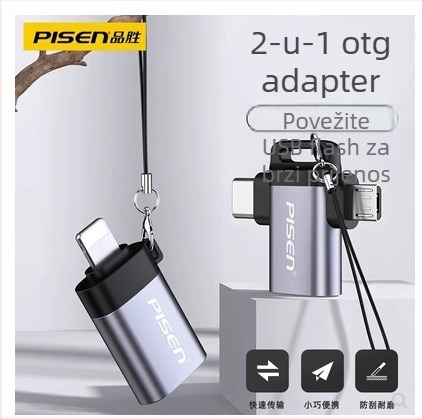 Pinsheng SW-H02 OTG adapter za Apple — Lightning na USB, Type-C konverter za mobitele i tablete, USB flash drive