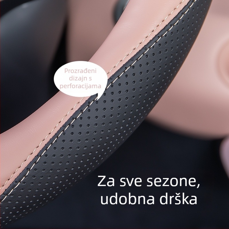 Univerzalna navlaka za volan od umjetne kože, ultra-tanka, protuklizna, jednostavan stil, za sve sezone, opći način ugradnje