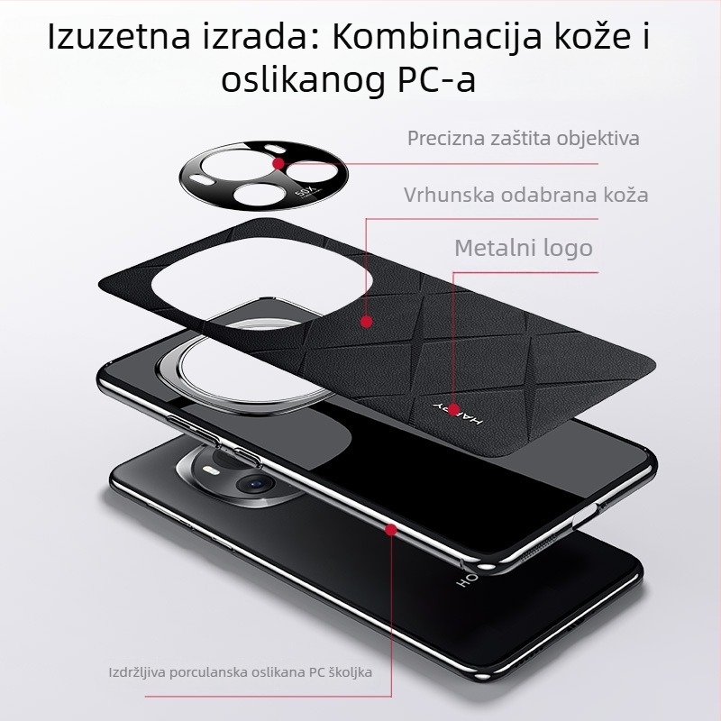 Zaštitna futrola za Glory Magic7 Pro – sintetička koža, tekstura elektroplirano koža, potpuno pokriće objektiva, otporno na padove, boje: bijela, crvena, zelena, crna.