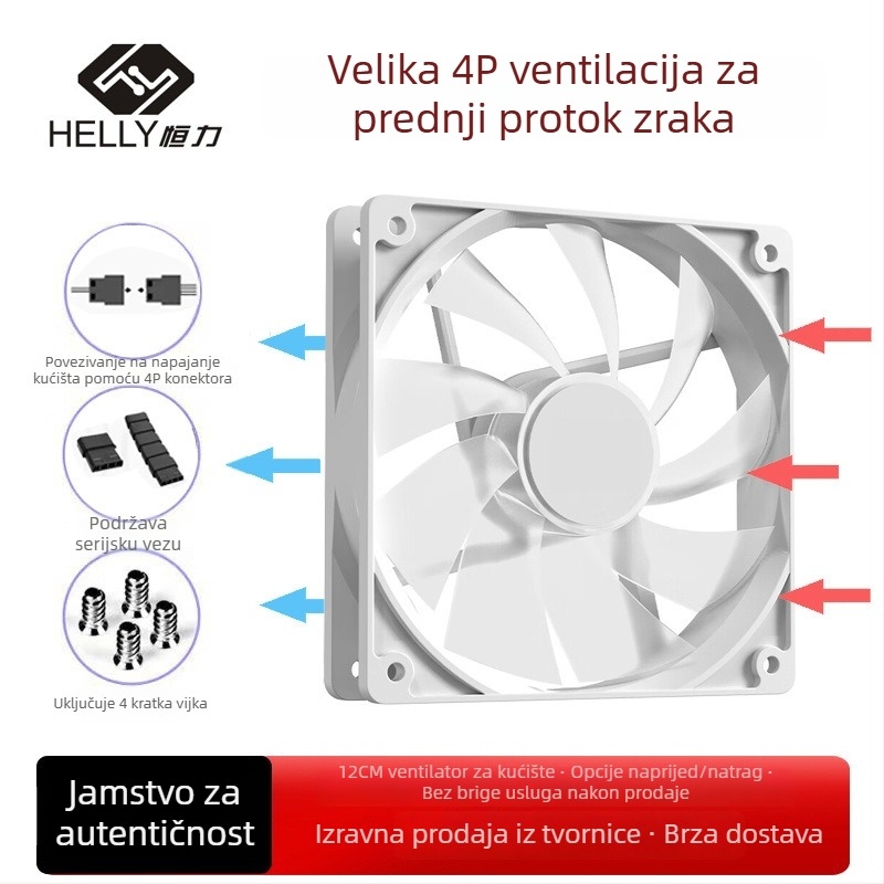 Ventilator za hlađenje prijenosnog računala s RGB osvjetljenjem, za kućište, zračno hlađenje