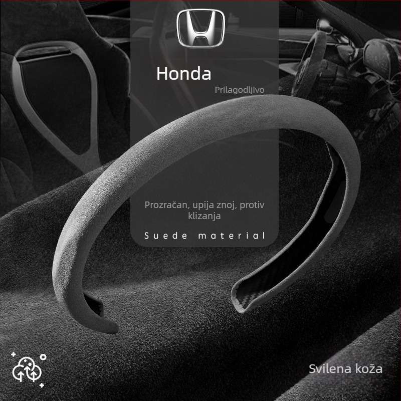 Navlaka za volan od velur kože, univerzalna prilagodba, za Honda vozila, za sve sezone