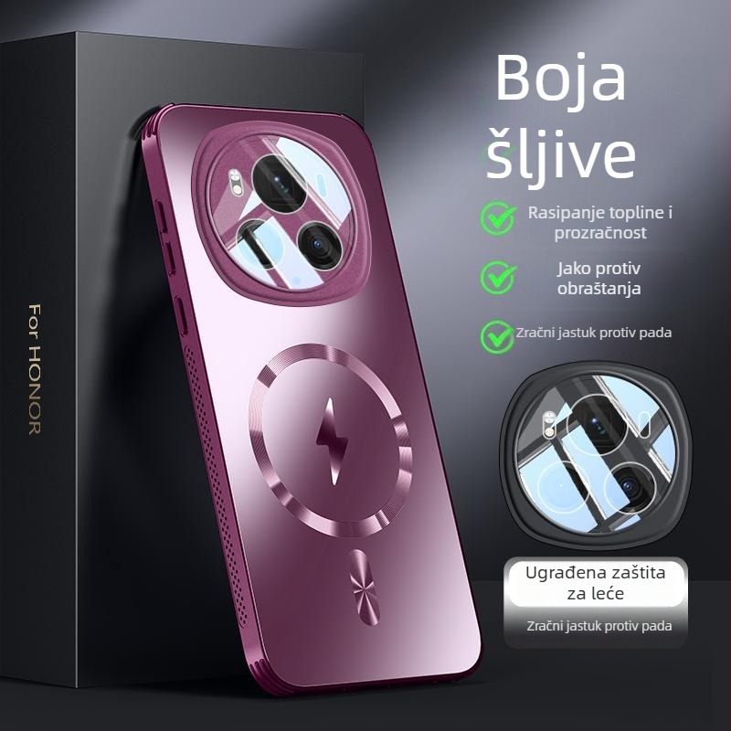 Kućište za Honor Magic6 s filmom za leću, potpuno pokrivanje, bežični magnet, mat završetak, hlađenje