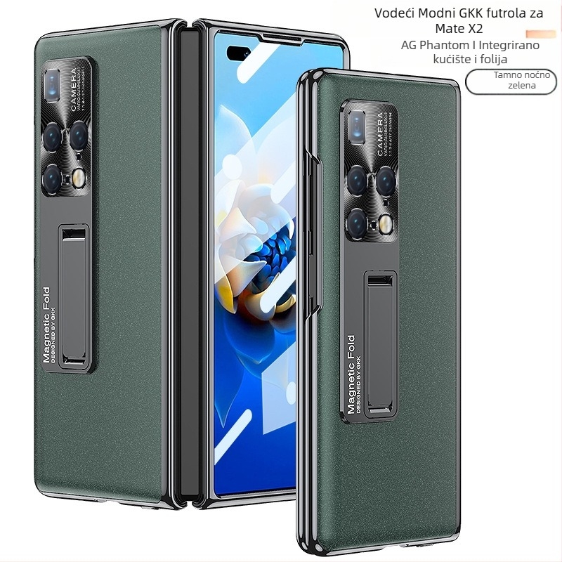 Kućište za Huawei MateX2, sklopivi telefon, s punom zaštitom i integriranim zaslonom, AG Phantom sjajna površina, crna