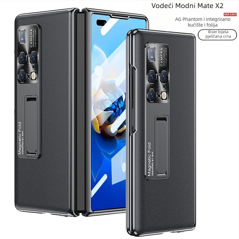Kućište za Huawei MateX2, sklopivi telefon, s punom zaštitom i integriranim zaslonom, AG Phantom sjajna površina, crna