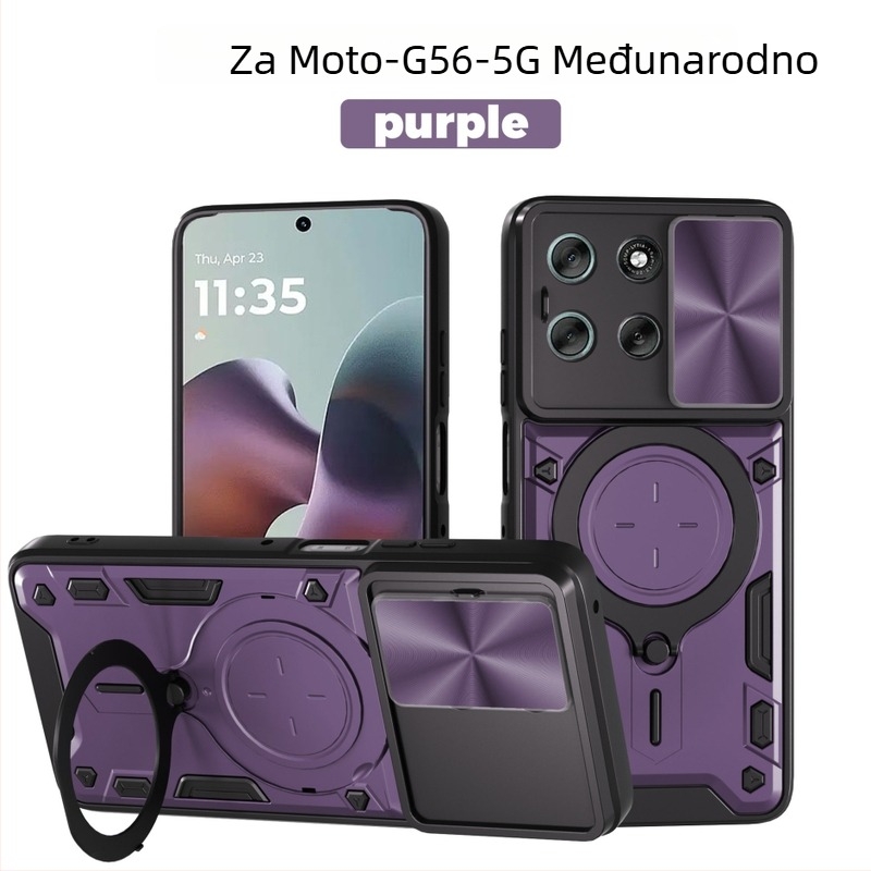 Zaštitno kućište za Moto G56 5G s mehaničkim nosačem, PC+TPU, protiv klizanja, magnetsko držanje