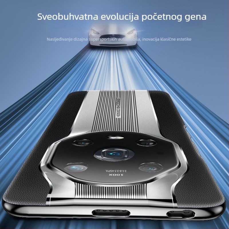 Za Honor Magic4 Pro: kožna stražnja maska s punom zaštitom objektiva, otporna na padove, ručno izrađeno, Porsche stil