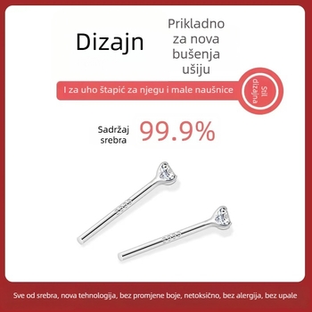 Uhani od srebra Sterling 999 s četiri kandže dijamantnim ugradbama i resicama, antialergijski, geometrijski stil