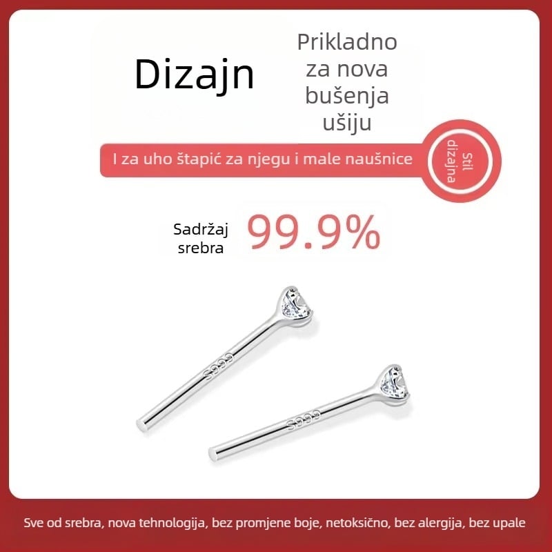Uhani od srebra Sterling 999 s četiri kandže dijamantnim ugradbama i resicama, antialergijski, geometrijski stil