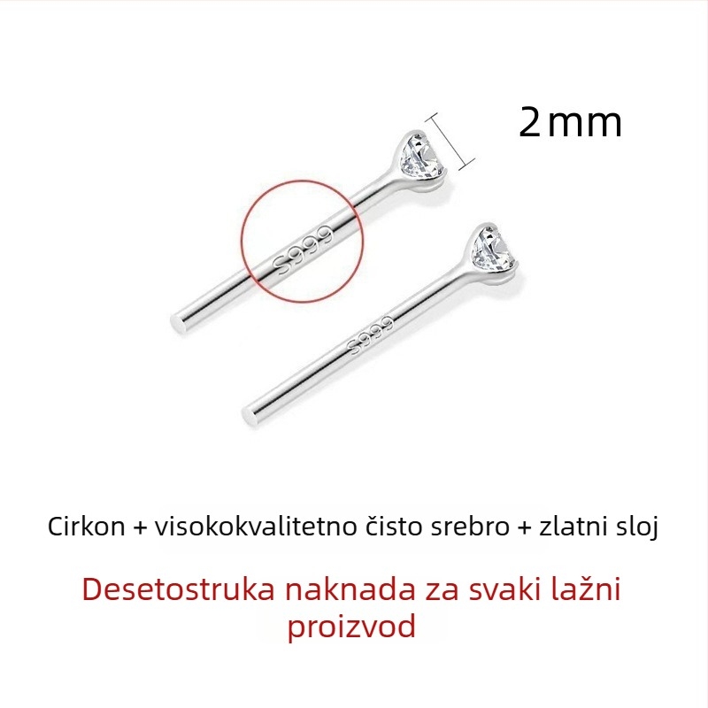 Uhani od srebra Sterling 999 s četiri kandže dijamantnim ugradbama i resicama, antialergijski, geometrijski stil