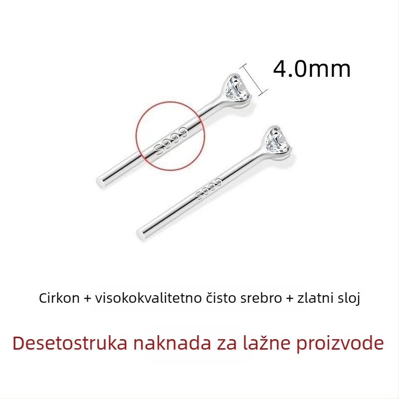 Uhani od srebra Sterling 999 s četiri kandže dijamantnim ugradbama i resicama, antialergijski, geometrijski stil