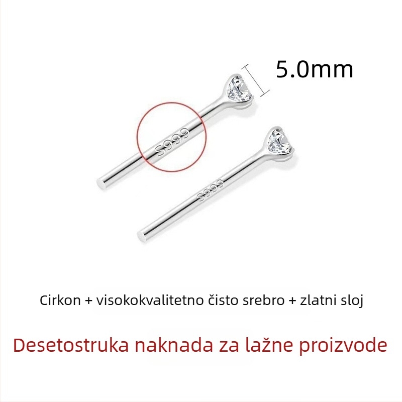 Uhani od srebra Sterling 999 s četiri kandže dijamantnim ugradbama i resicama, antialergijski, geometrijski stil