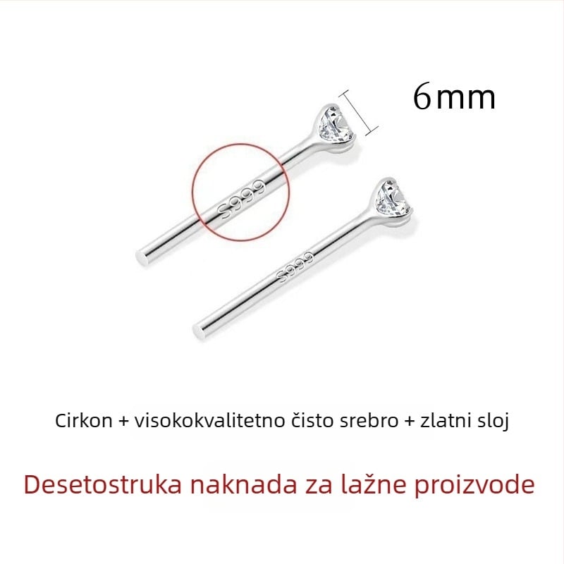 Uhani od srebra Sterling 999 s četiri kandže dijamantnim ugradbama i resicama, antialergijski, geometrijski stil