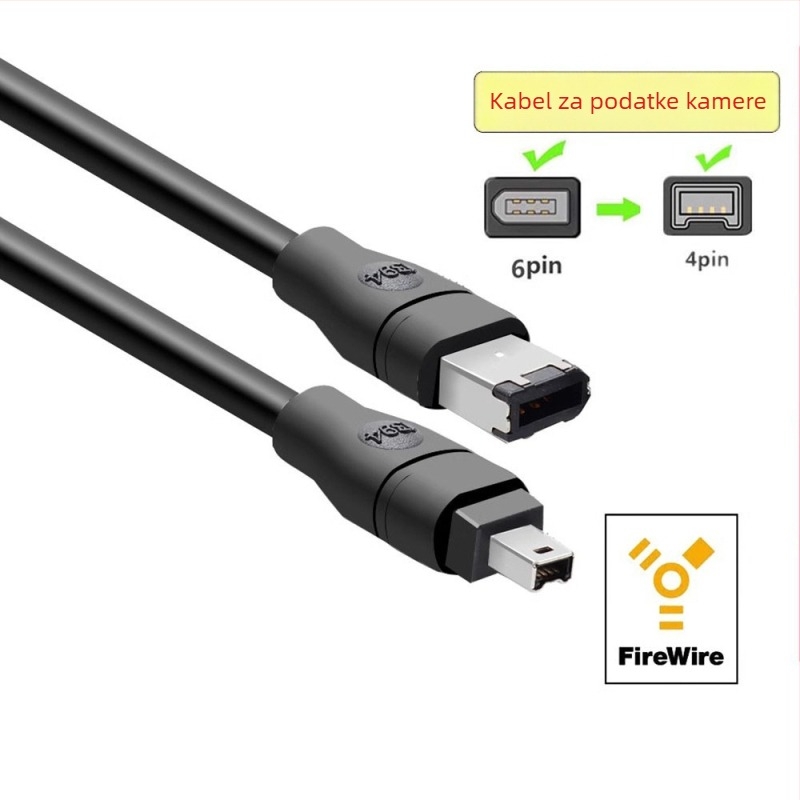IEEE 1394A adapter kabel za industrijske kamere i capture kartice, FireWire 4P/6P/9P, bakreno jezgro