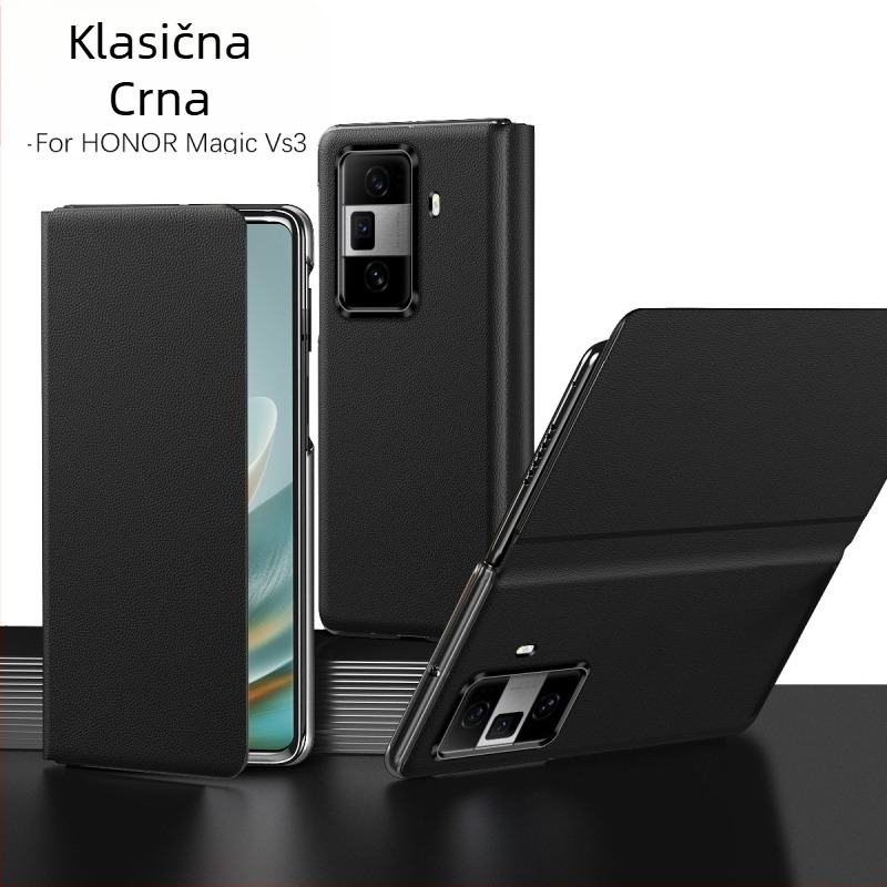 Futrola za Honor Magic V3 s preklopnim zaslonom i stalkom – potpuna zaštita, otporna na padove, otporna na habanje, materijal PC + umjetna koža, strojna obrada