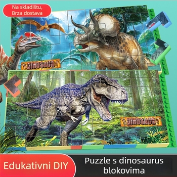 Dinosaurus 3D plastični puzzle blokovi – DIY, za djecu 7–14 godina