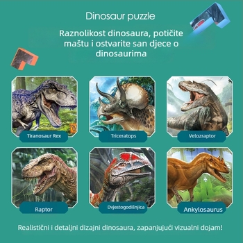 Dinosaurus 3D plastični puzzle blokovi – DIY, za djecu 7–14 godina