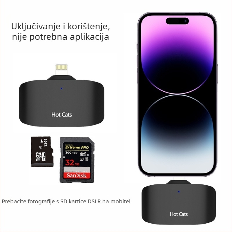 HOTCATS MK01 USB Type-C all-in-one čitač SD/TF kartica – 3.0 sučelje, dvostruka upotreba za računalo i mobilni