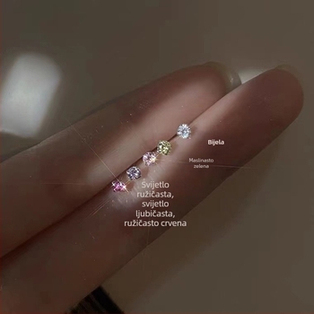 S999 Sterling Silver Earbone studovi za žene, minimalistički i kompaktni, sitni šareni dijamanti za piercing uha, svestrane i luksuzne naušnice u Instagram stilu