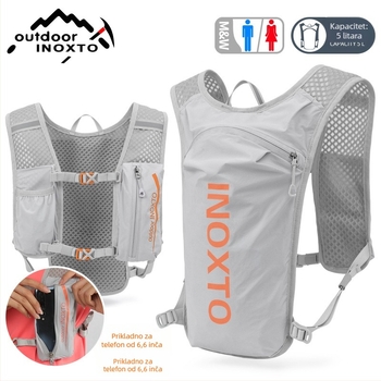 Sportski ruksak za trčanje i planinarenje s 5L hidracijskim spremnikom, najlon materijal, unisex dizajn, jastučićasti rameni pojasevi, model 591